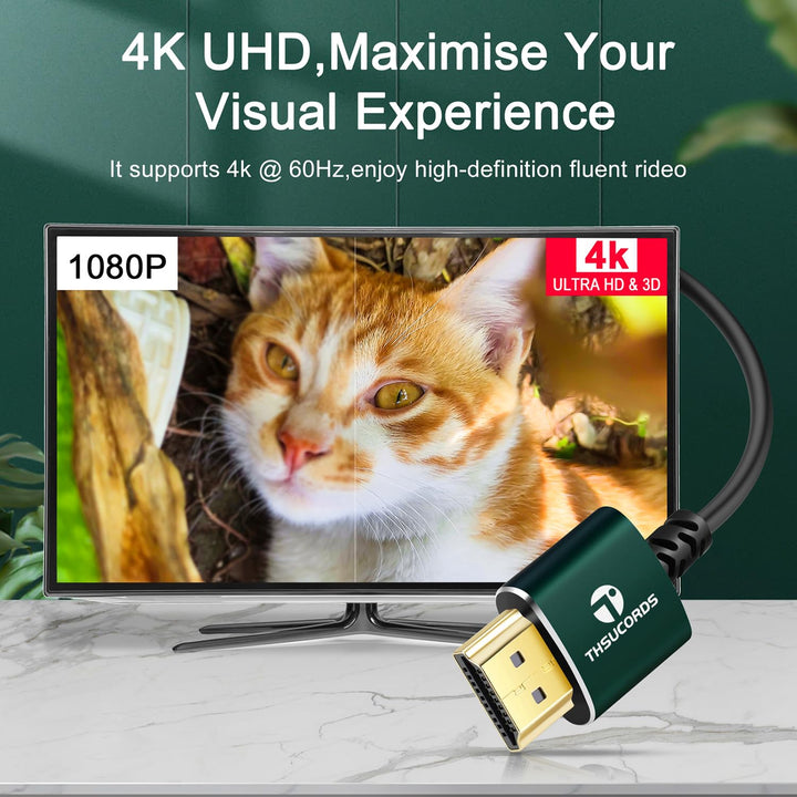 Thsucords Hyper Slim Mini HDMI zu HDMI Kabel 2M 2 Stück, Ultradünnes und Flexibles HDMI Mini Kabel U