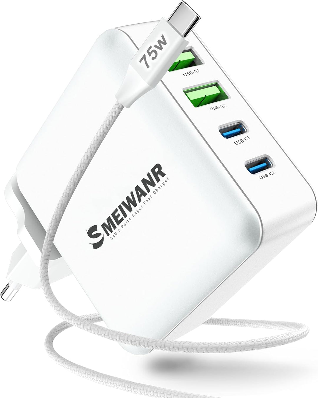100 W USB C Ladegerät, GaN III Schnellladegerät USB C Netzteil 4 Ports, GaN Ladegerät USB C faltbare