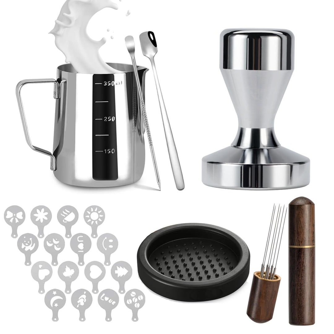 WIWU 51mm Barista Zubehör für Espresso Maschine, 22PCS Kaffee Tamper Set Inkl. 51mm 316 Tamper und A