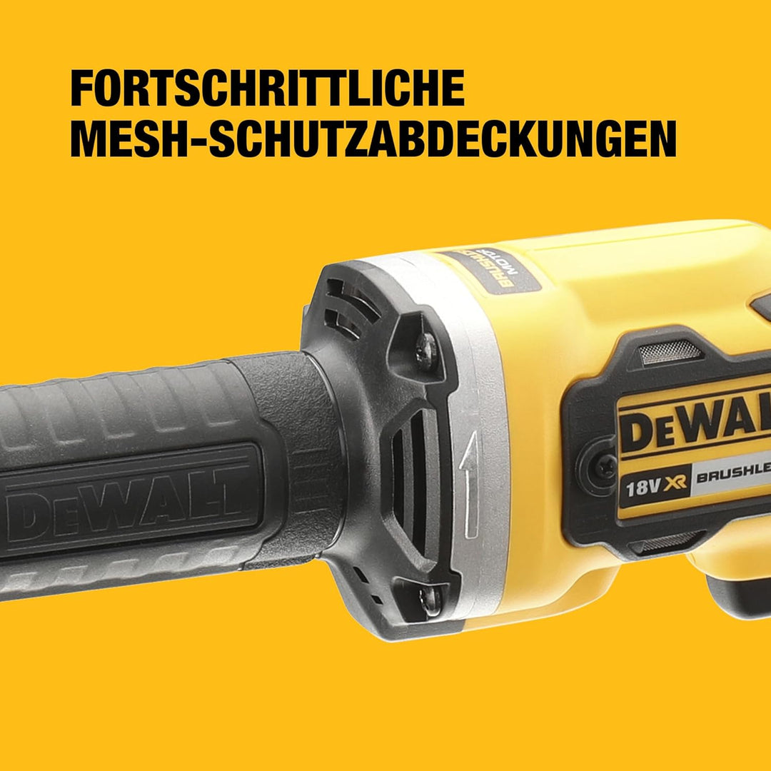 Dewalt Akku-Geradeschleifer (18V, bürstenlos, 6 mm Spannzange, dreistufige Drehzahlelektronik, LED-L