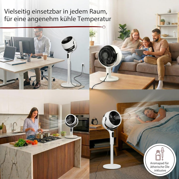 Cloer FA2001 Standventilator & Tischventilator, Weiss | leise, Fernbedienung, 12 Stufen, Schlafmodus