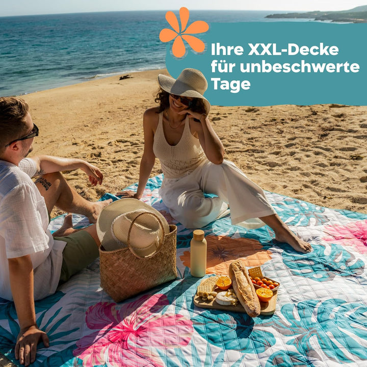 Twinzee Picknickdecke 200x200 cm Wasserdicht - Waschbare Stranddecke XXL für Strand, Camping, Outdoo