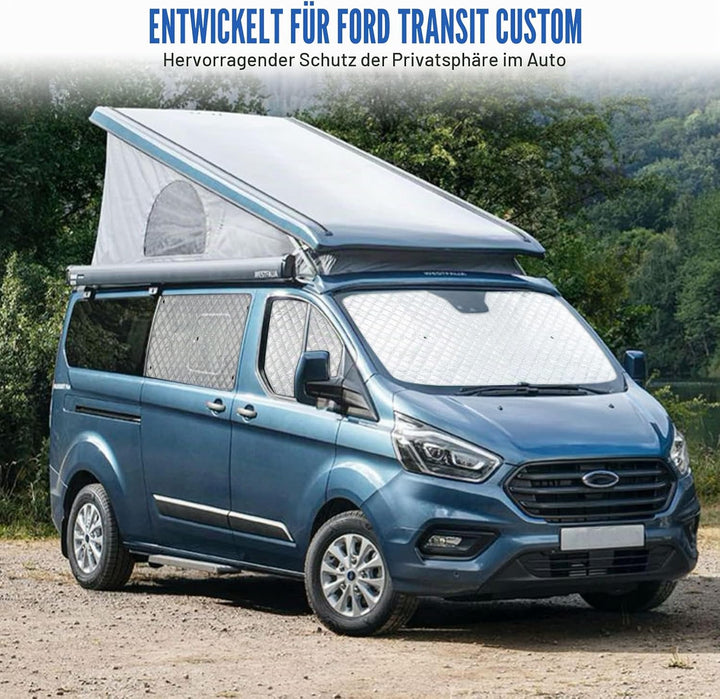 Thermomatte Fahrerhaus Innen für Ford Transit Custom, 5 STK Wasserdicht UV-Proof Sonnenschutz Auto F