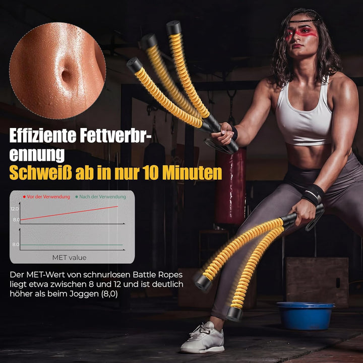Battle Rope ohne Seil für das Heimtraining, Ropeless Battle Ropes mit 4 x 50 g Gegengewichten & Aufb