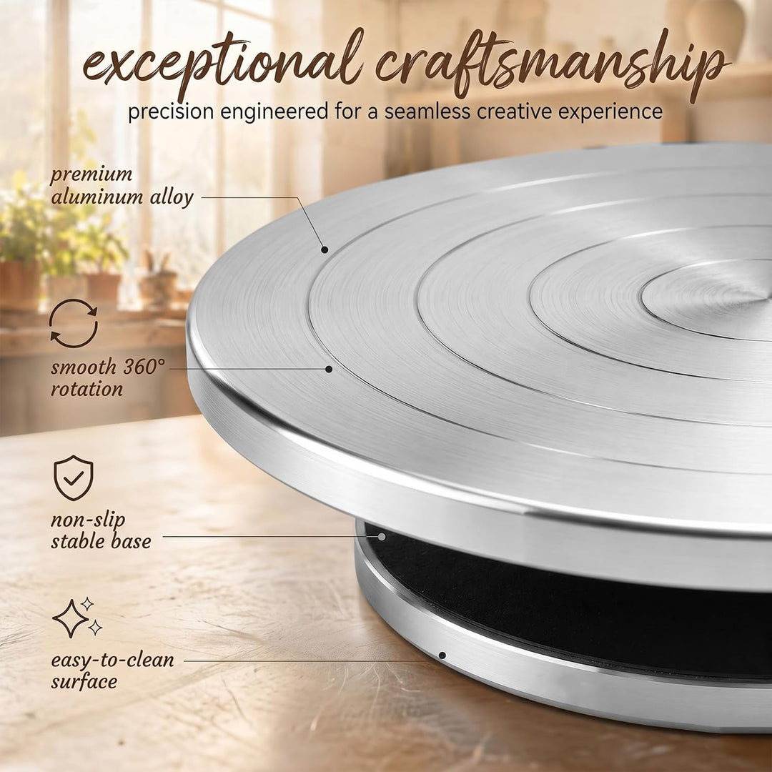 Töpferscheibe, φ25cm 360° Drehbarer Drehscheibe Töpfern Aus Aluminiumlegierung, Doppelseitiges Töpfe