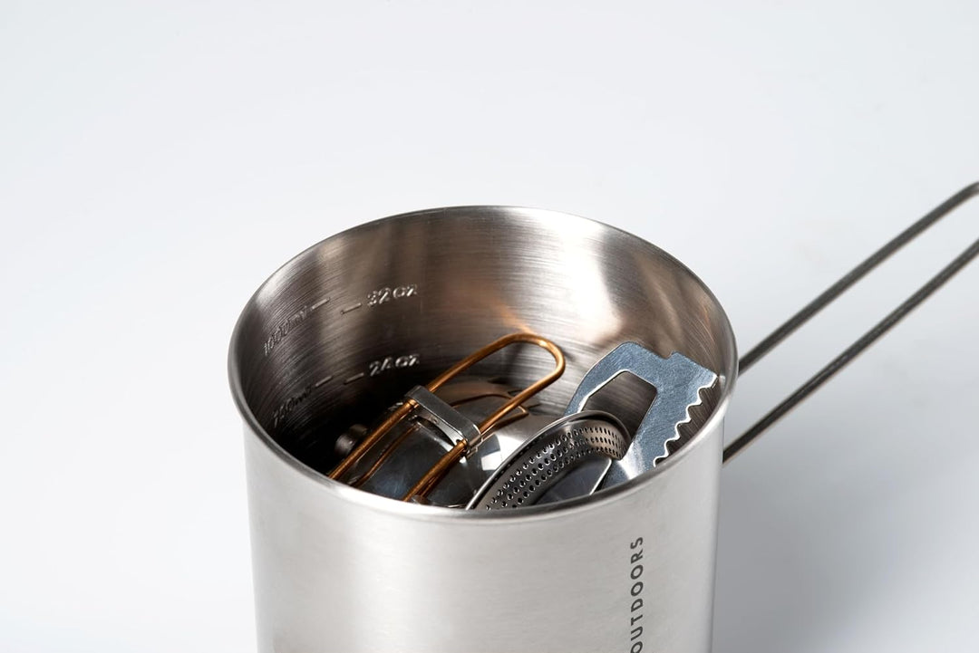 GSI Outdoors Glacier Edelstahl Minimalistisches Ultraleichtes Kochsystem-Set, perfekt für einen Back