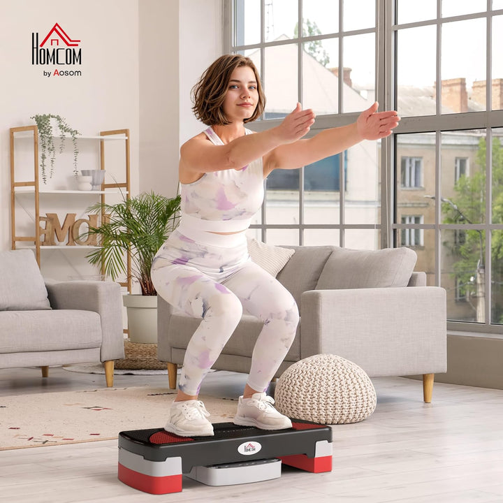 HOMCOM Aosom.fr x FFHandball Fitness Aerobic Stepper – höhenverstellbar 10/15/20 cm, rutschfeste Obe