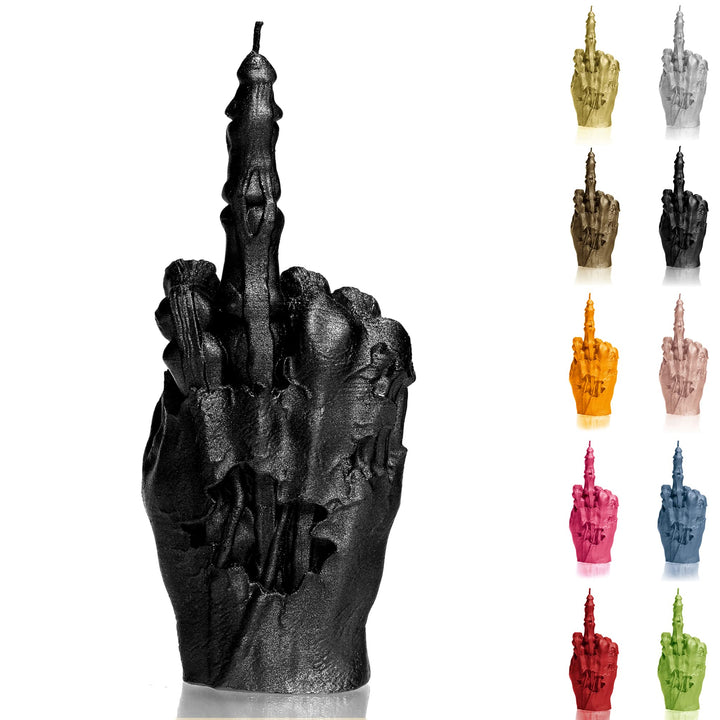 Candellana Kerze in Form eines Mittelfingers | FCK | Höhe: 100 x 70 x 222 mm| Zombie Hand | Schwarz