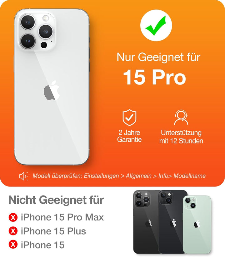 TORRAS für iPhone 15 Pro Hülle für MagSafe, Unzerstörbare Militärschutz mit integrierter Ständer Mag
