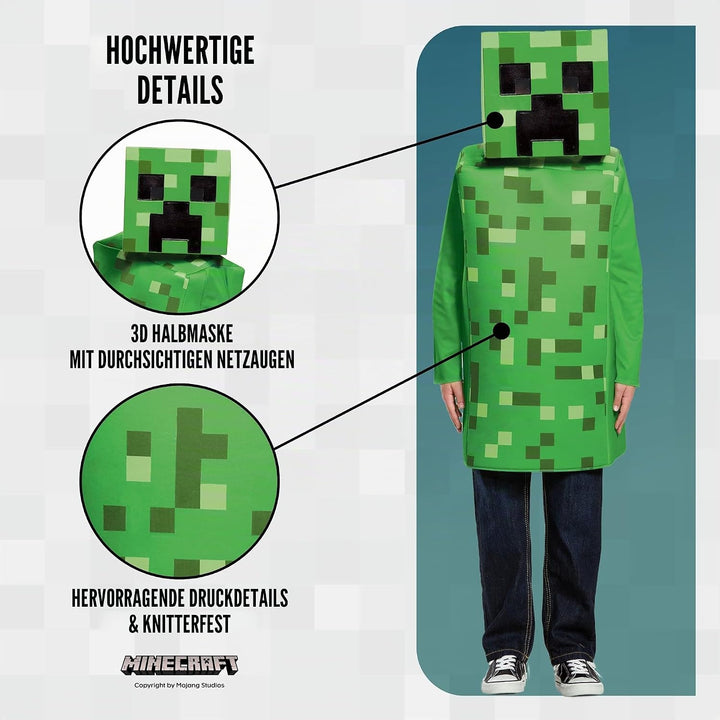 Disguise Offizielles Classic Minecraft Kostüm Kinder Jungen Creeper Kostüm Karneval Kostüm Minecraft