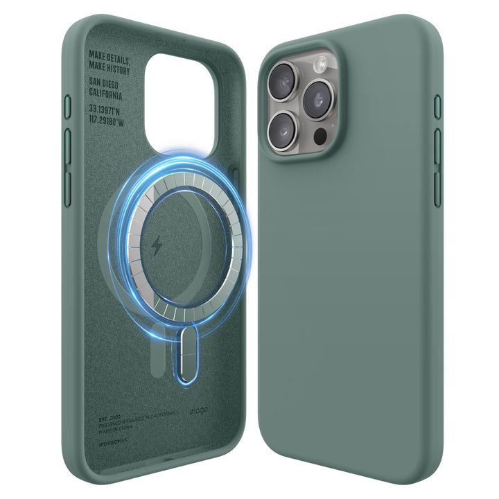 elago Magnetische Silikonhülle kompatibel mit iPhone 15 Pro Max, kompatibel mit Allen MagSafe-Zubehö