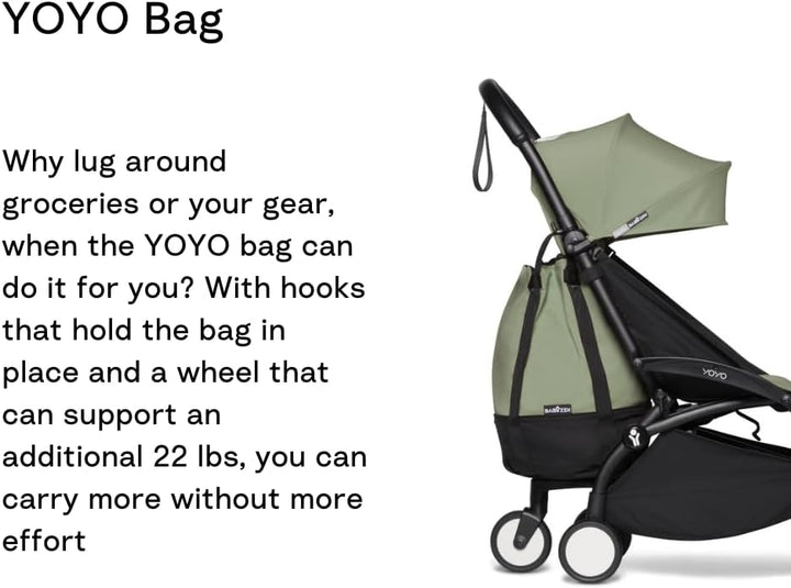 Babyzen YOYO Bag, Olive - Robuster zusätzlicher Stauraum am YOYO2 Kinderwagen - Inklusive Rad und Ha