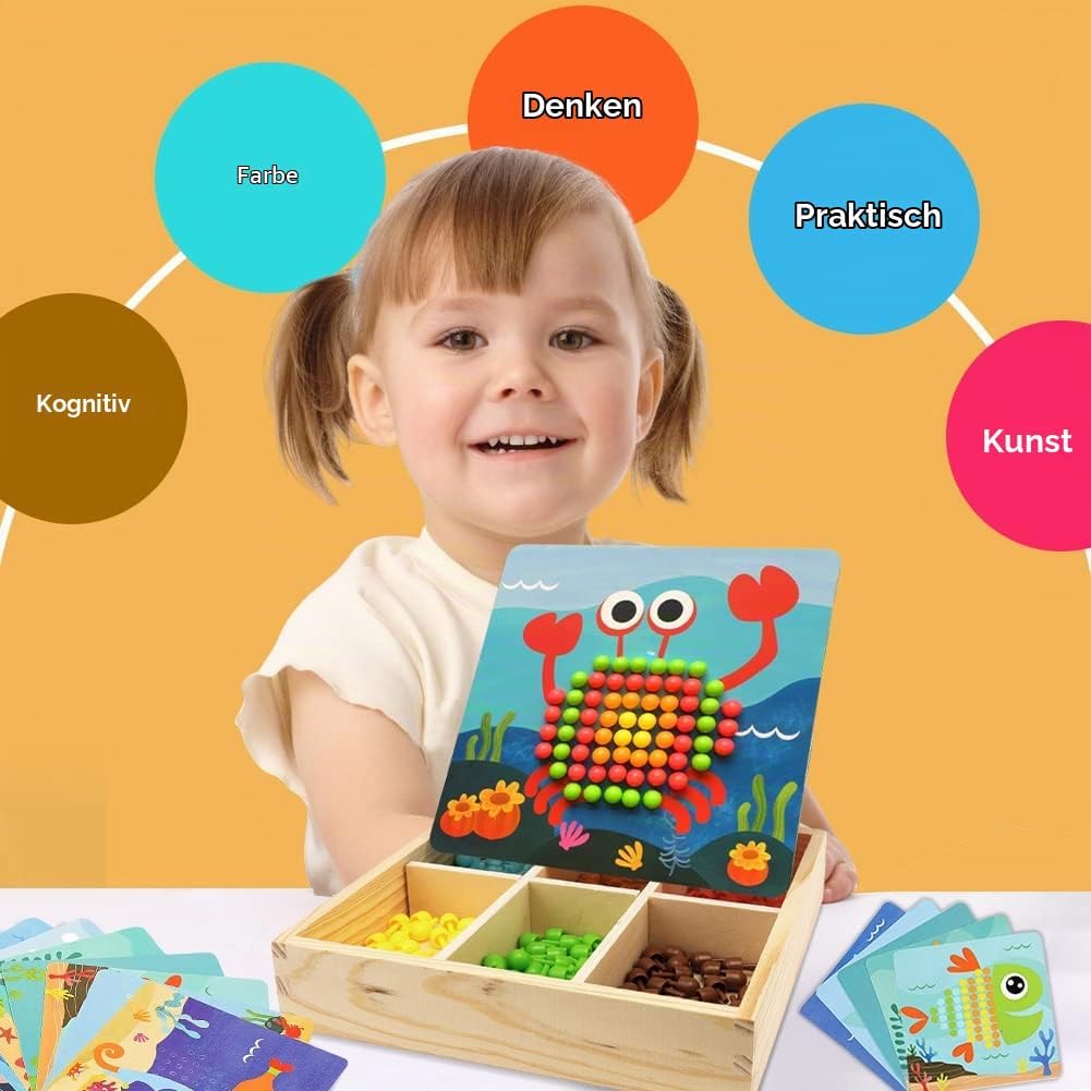 Gohytal Mosaik Steckspiel für Kinder, Spielzeug ab 2 3 4 5 Jahre Holz Mosaik Bastelset Kinder Pegboa