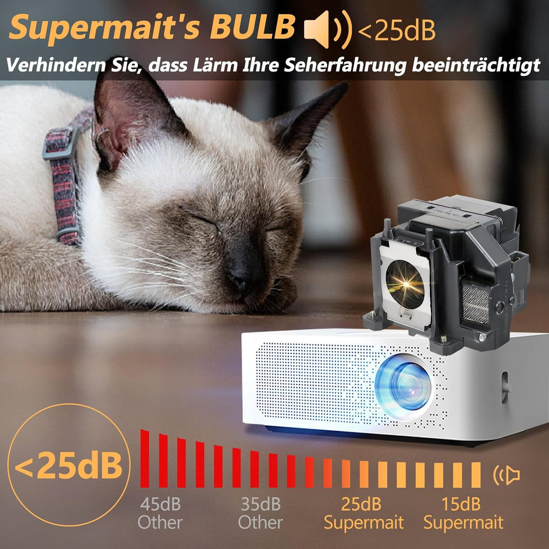 Supermait EP67 A++ Qualität Ersatzprojektorlampe mit Gehäuse, kompatibel mit Elplp67, geeignet für E