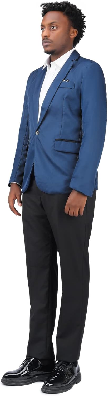 YOUTHUP Sakko Herren Leichter Regular Fit Anzug Jacke für Männer Freizeit Jackett Blazer Blau XL, Bl