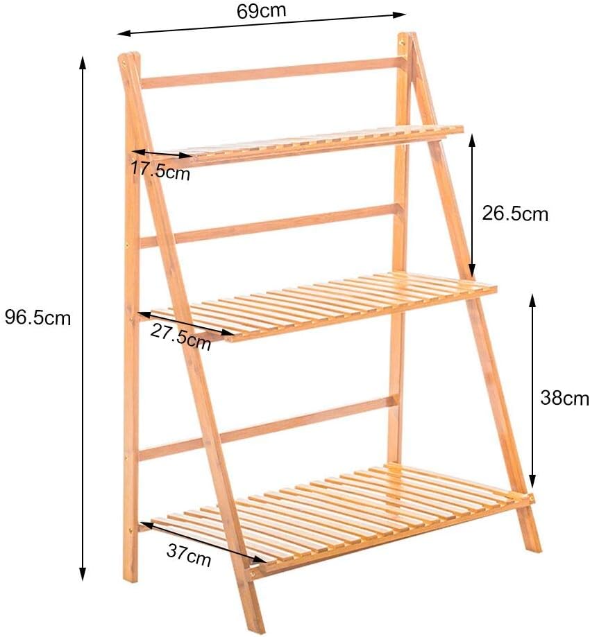 medla Blumentreppe aus Holz, Blumenständer für innen draussen, 3-stufig, Pflanzentreppe Klappbar, Bl