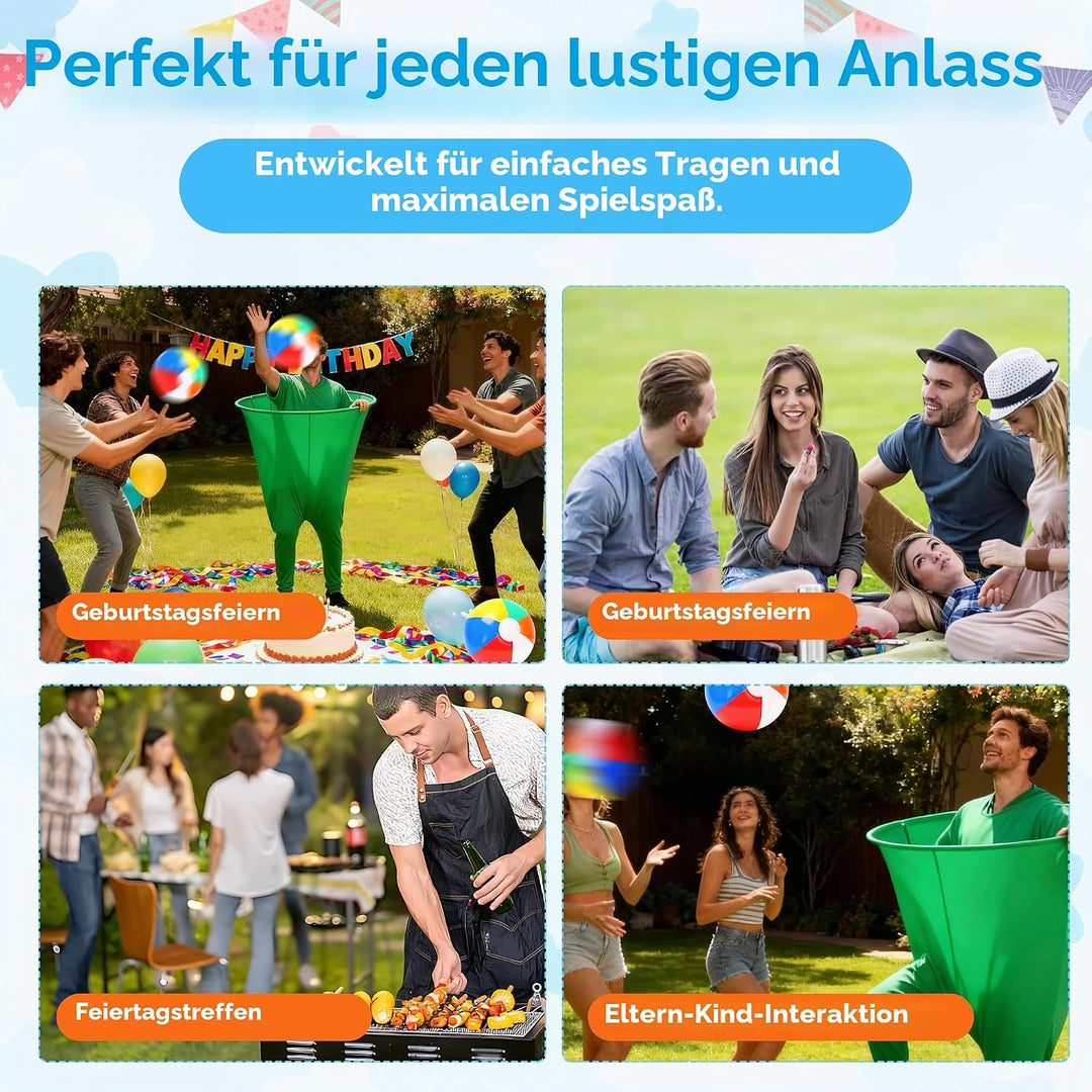 Granny Pants Yard Game 2er Set, Fanghosen-Spiel für Erwachsene, 2 Riesige Hosen, 12 Aufblasbare Rain