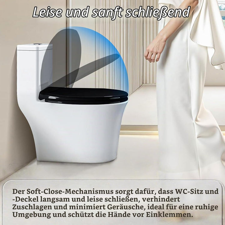 WC Sitz Mit Absenkautomatik,Toilettendeckel Ovale-Form Hochwertige Und Stabile Antibakterieller Toil