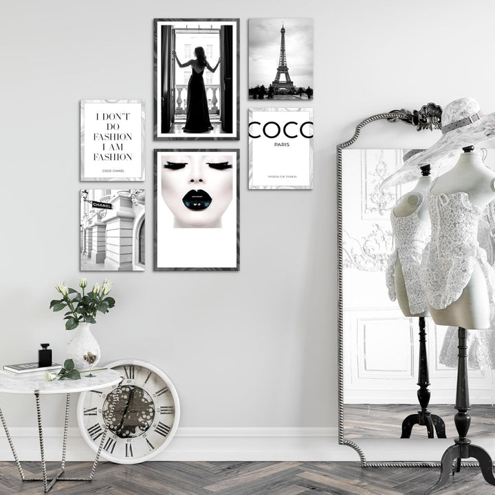 Novart Wandbilder Set Fashion Coco - KEIN EXTRA RAHMEN BENÖTIGT - Modern Deko - Wohnzimmer Mädchen T