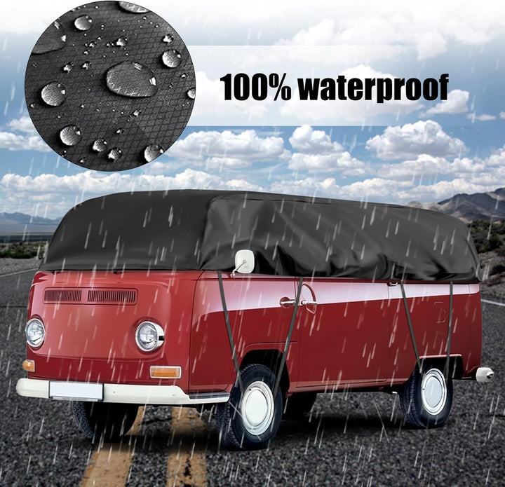 Autoabdeckung Ersatz für VW T2, Schwarz Halbgarage Wasserdicht | Sonnenfest Hälfte Autoabdeckung UV