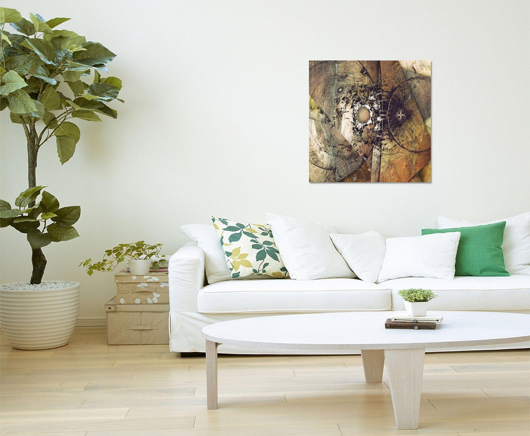 Paul Sinus Art Harmonischer Kunstdruck Abstrakt440_60x60cm Leinwandbild XXL historischer Stil braun