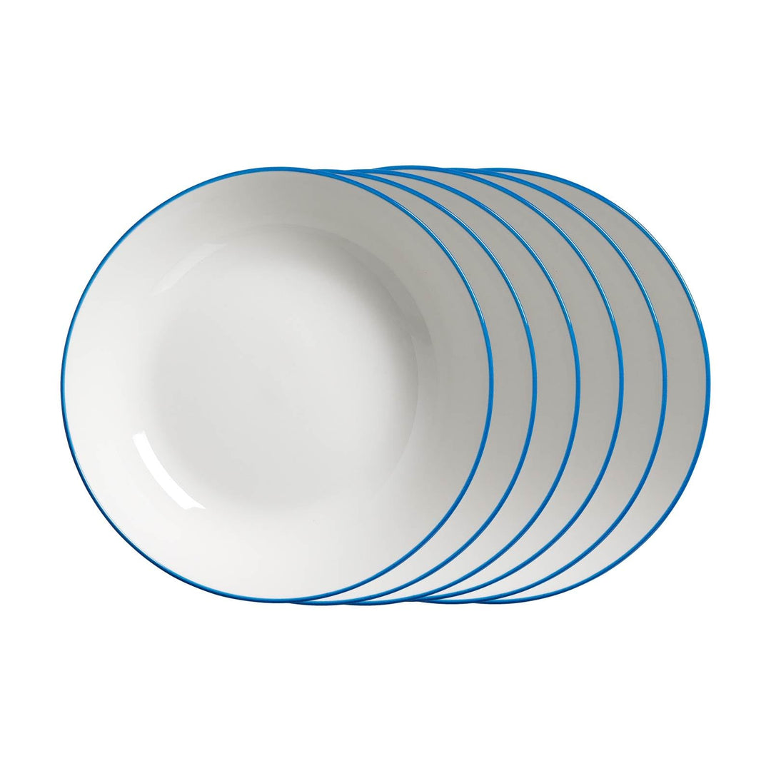 Ritzenhoff & Breker Adela Suppenteller 20 cm, 6er Set, Tiefe Essteller mit schmalem Farbrand, Spülma