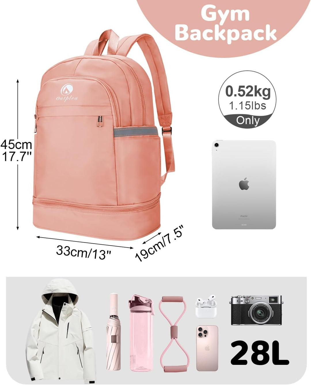 28L Reiserucksack Herren Damen, Schwimmrucksack mit Nasser Taschen, Wasserdichter Sportrucksack mit