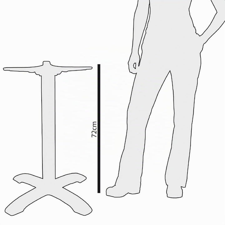 Bolero Tischfuss mit Fusskreuz Gusseisen 72cm hoch, Schwarz, 720(H) x 480(L) x 480(W)mm