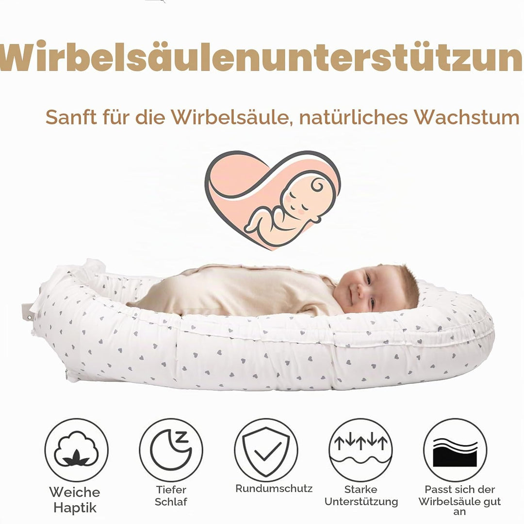 EAQ Babynest Nestchen Baby Weiches Atmungsaktives baby bett für Neugeborene Geschenk 100% Baumwolle