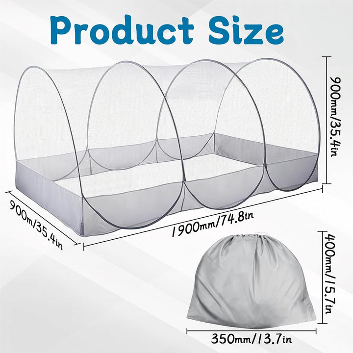 IIRC Moskitonetz Bett Reise – 190 x 90 x 90 cm Pop Up Moskitonetz für Bett, Camping & Zuhause, Faltb