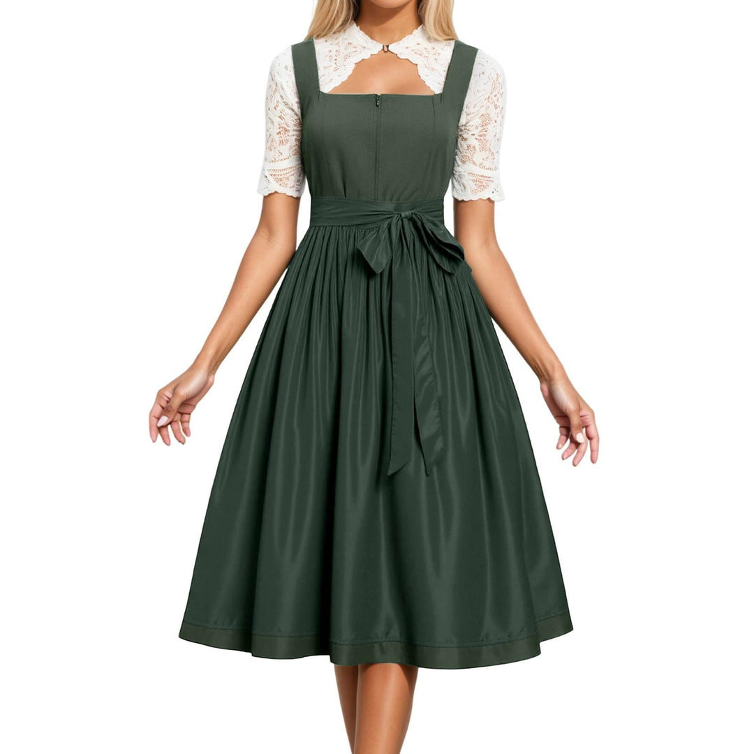 Dirndlkleid Damen Dirndl Midi Trachtenkleid Oktoberfest Trachtenmode Trachtenrock Cocktailkleid Spit