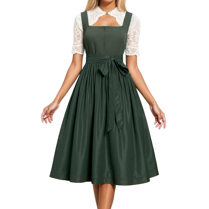 Dirndlkleid Damen Dirndl Midi Trachtenkleid Oktoberfest Trachtenmode Trachtenrock Cocktailkleid Spit