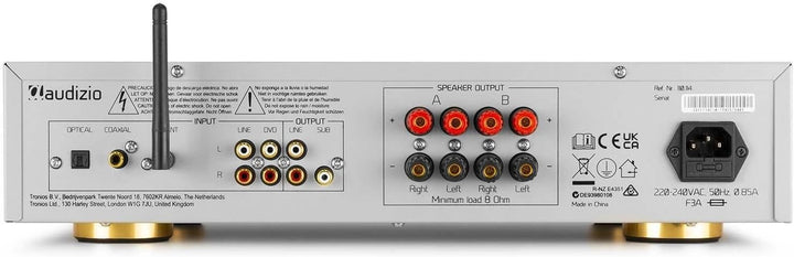 Audizio AD420B - 4 Kanal Verstärker mit Bluetooth, 4 x 100 Watt, mit Fernbedienung, 2.1 kompatibel,