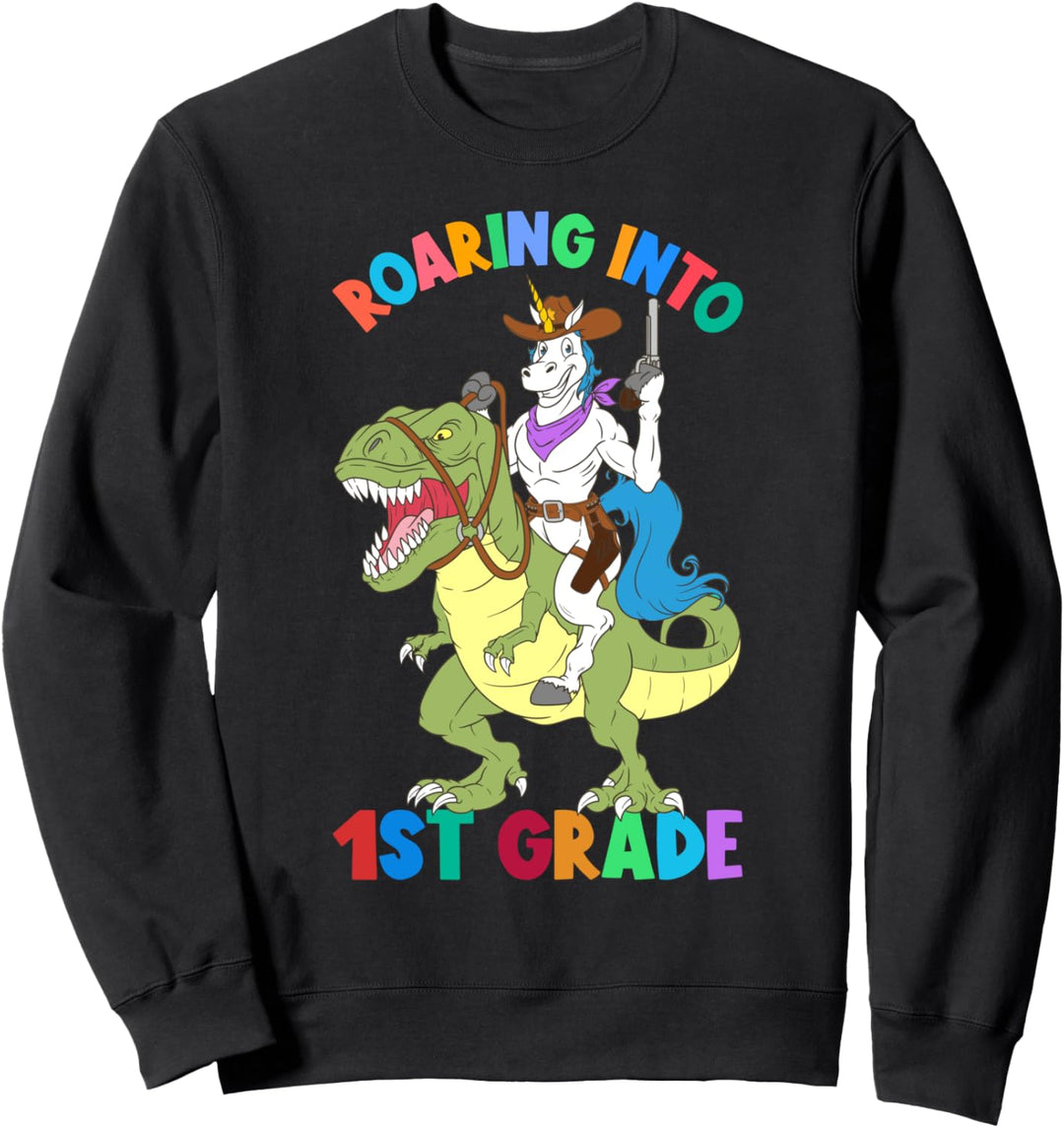 Lustiges Einhorn-Dinosaurier in die erste Klasse Sweatshirt