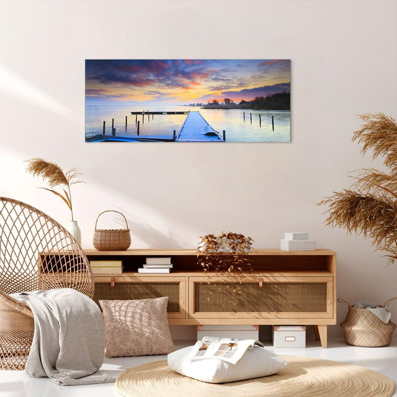 Wandbilder Dekoration Wohnzimmer Niederlande Natur Meer Sonnenuntergang Bilder auf Leinwand 120x50cm