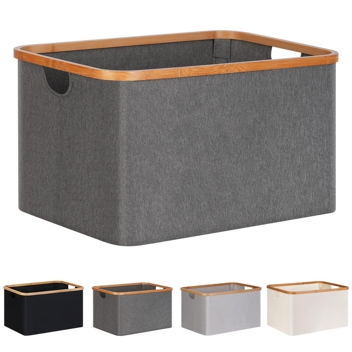 efluky Faltbarer Wäschekorb 60L, Bambus Stoff Faltbarer Storage Basket, Aufbewahrung Klappbar Wäsche