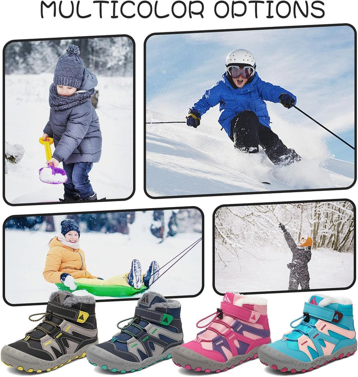 Mishansha Kinder Winterschuhe Warm Gefüttert Winterstiefel Jungen Mädchen Schneestiefel Outdoor Ruts