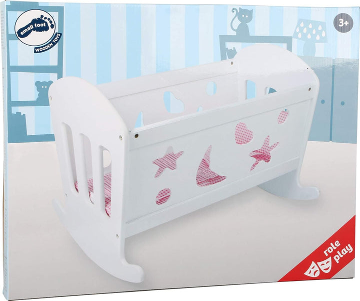 small foot Puppenwiege Traumfabrik aus Holz, mit Verzierungen, Bett inkl. Decke, Kissen, Matratze, a