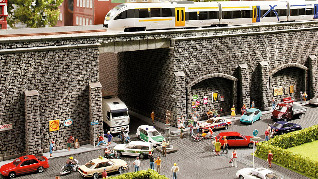 NOCH Arkadenmauer, extra Lange Mauer für TT Modellbau, 51,6 x 9,8 cm, ideal für Stadt- und Landgesta