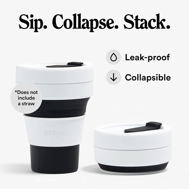 Stojo Collapsible Pocket Cup, Silikon, schwarz, 5 x 13 cm, Schwarz