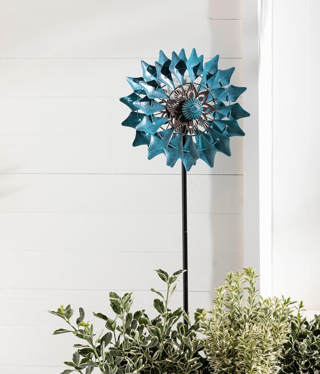 Dehner Riesen-Windrad Mola mit Solarlicht, warmweiss, 122 x 32 x 32 cm, IP44, Metall/Kunststoff/Glas
