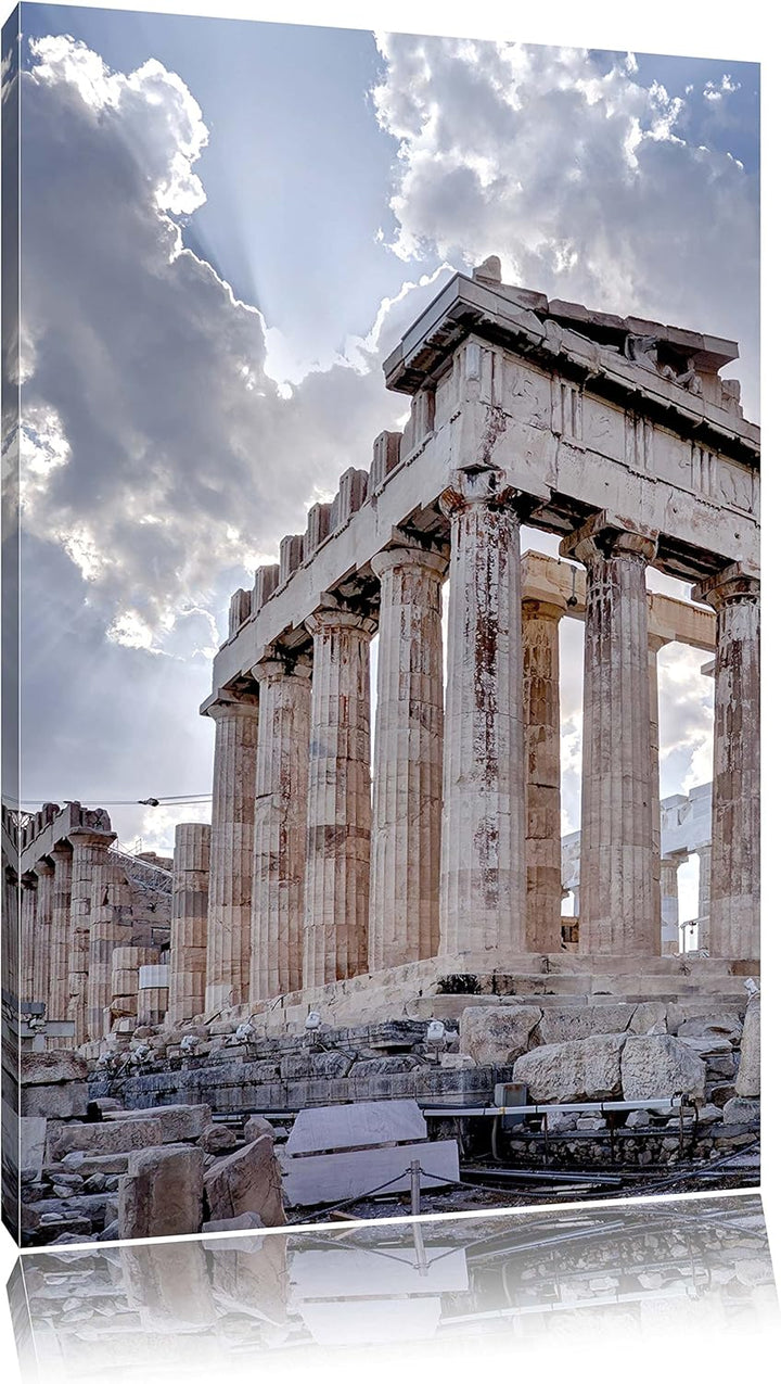 Pixxprint Antike Säulen Griechenland als Leinwandbild/Grösse: 100x70 / Wandbild/Kunstdruck/fertig be