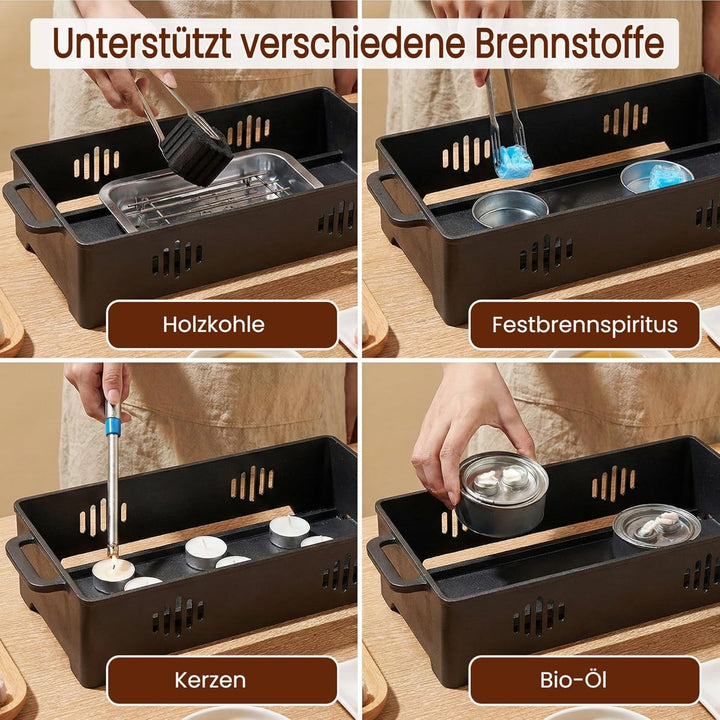 Grill Zubehör Warmhalteplatte aus Aluminium mit Antihaft-Beschichtung – Speisenwärmer für Grillgut &