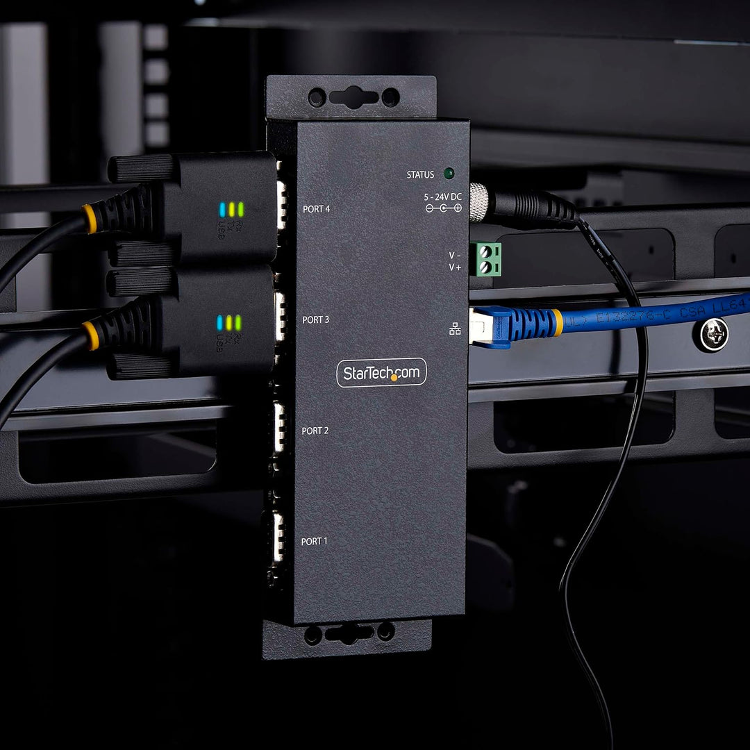 StarTech.com 4-Port Seriell auf Ethernet Adapter, Serial TCP IP Server, Wand/DIN Montage, RS232 Ethe