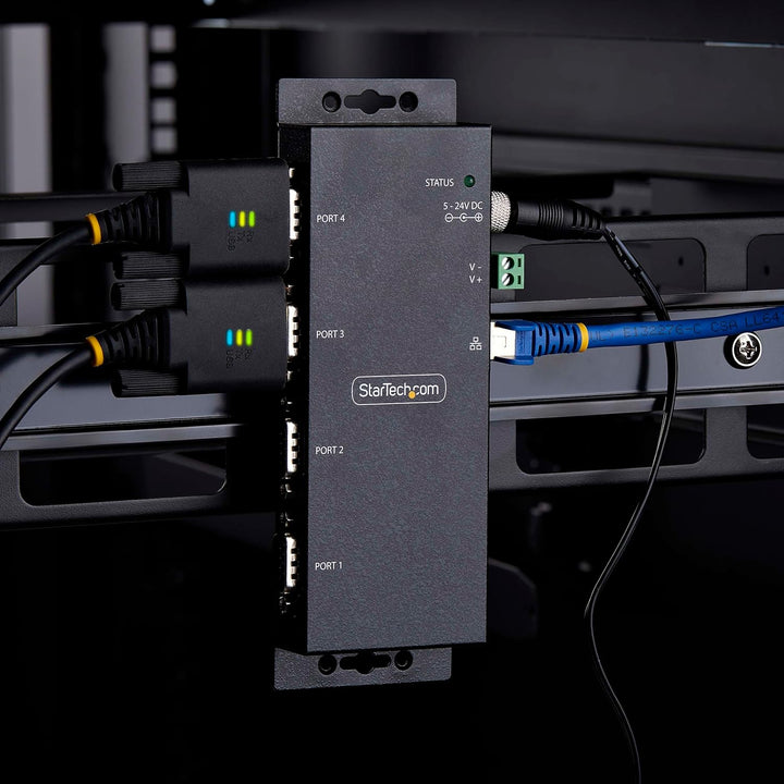 StarTech.com 4-Port Seriell auf Ethernet Adapter, Serial TCP IP Server, Wand/DIN Montage, RS232 Ethe