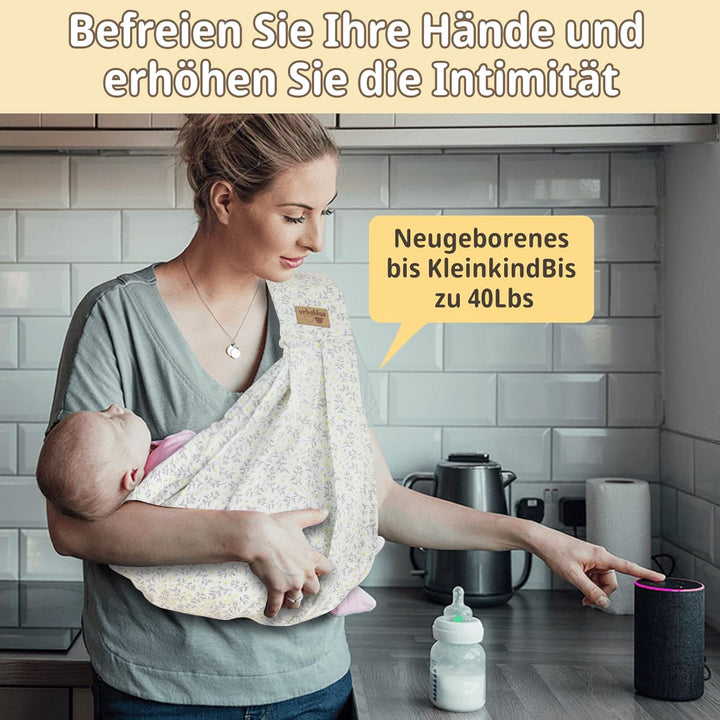 vrbabies Babytrage, Tragetuch Baby-Fronttrage von Neugeborenen bis Kleinkindern, New Upgrade verstel