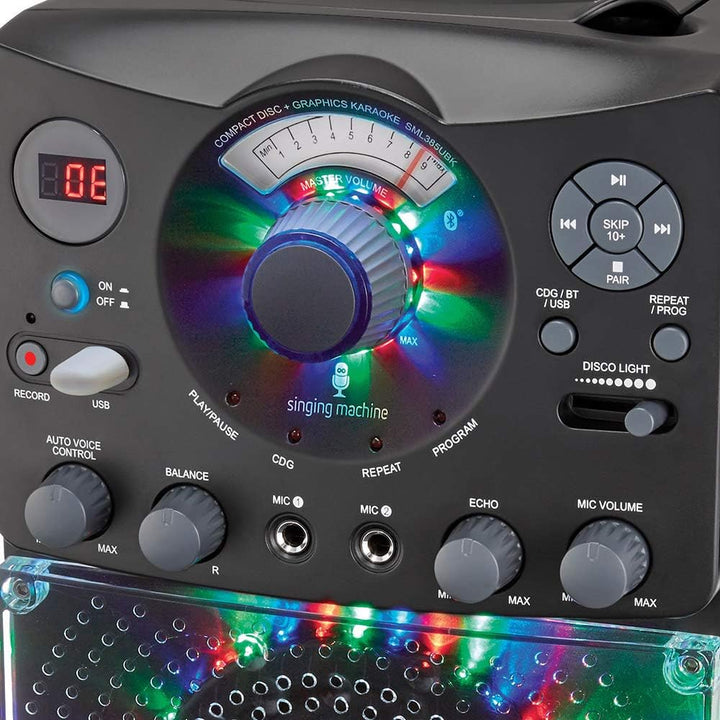 Karaoke System with Bluetooth Connection - Singing Machine SML385U in Black for Europe - LED Light E