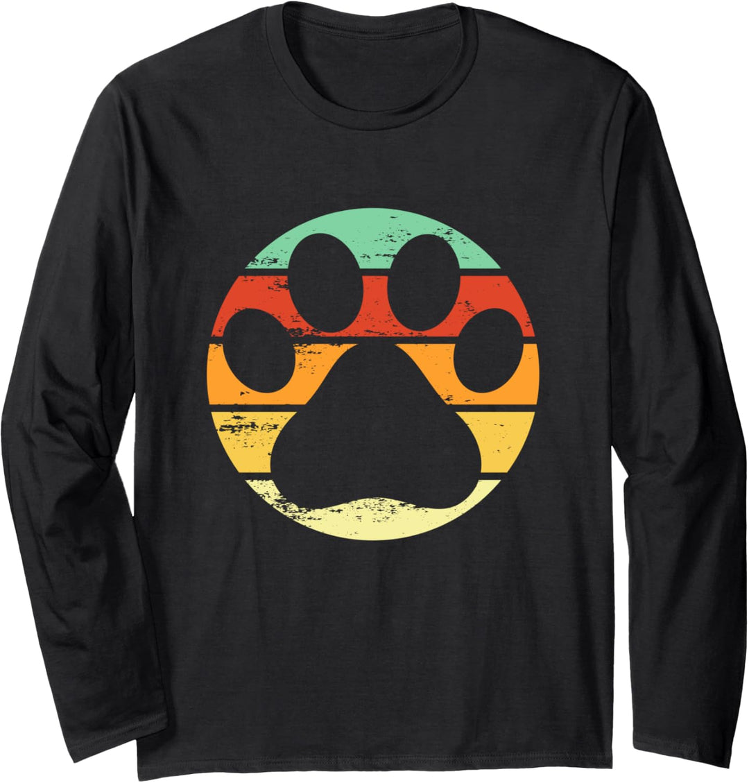 Pfoten-Katzen-Hund, Vintage-Outfit, für Herren, Damen, Retro, Katzen, Hunde Langarmshirt