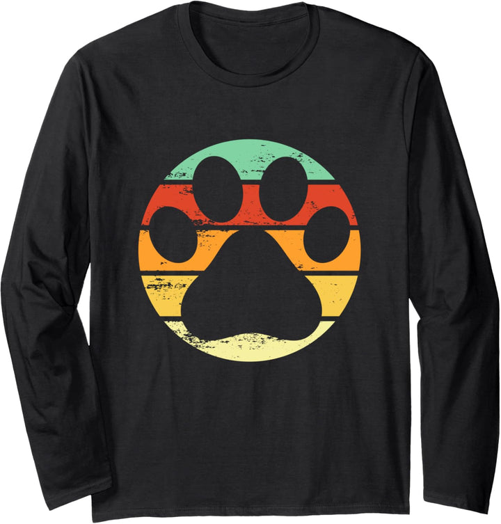 Pfoten-Katzen-Hund, Vintage-Outfit, für Herren, Damen, Retro, Katzen, Hunde Langarmshirt