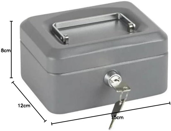 Geldkassette aus Metall Metal Cash Box 150 x 120 x 80 mm mit Schloss und 2 Geldschlüsseln mit Kasset
